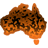This Sheila Strine logo is a map of Australia with camouflage style filling.